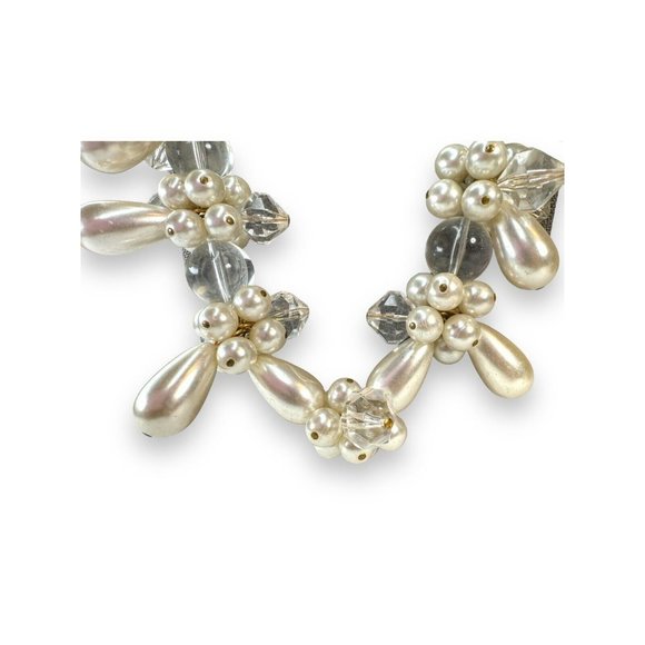 Vintage Large Chunky Statement Lucite Faux Pearl Cluster Necklace 24” - Picture 7 of 13